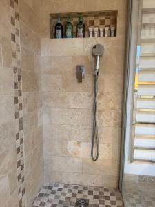 a shower with a shower head in a bathroom at Appartement Loft Cannes in Cannes +26 photos