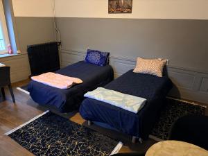 a living room with three beds and a couch at Gengoult 2 in Toul +2 photos