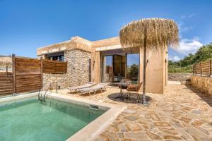 a villa with a swimming pool and a house at Olive Luxury Suites - ADULTS ONLY in Kamilari