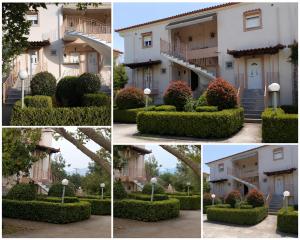a series of four pictures of a building at Analipsis Messinis Apartments in Análipsis
