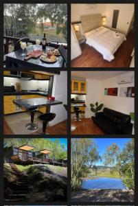 a collage of pictures of a bedroom and a room at Cabañas San Pedro in Concepción