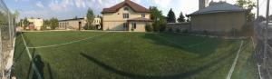 a large yard with a fence and a house at Casa Regina Pacis in Vărvăreuca