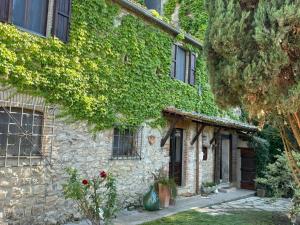 a stone house with ivy on the side of it at Fiorire Casale Olistico in Attigliano