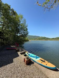 a pair of surfboards on the shore of a lake at Zmajeva Kuca in Mali Zvornik +4 photos