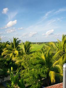 a view from the balcony of a resort with palm trees at Janri Villa in Tangalle