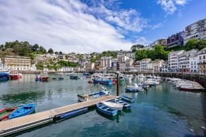 a bunch of boats are docked in a harbor at Hostal Oria in Luarca