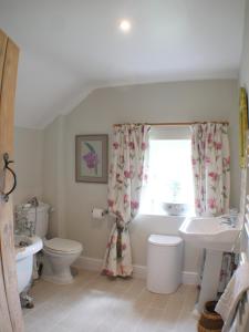 a bathroom with a toilet and a sink and a window at Foxhill House in Ledbury +32 photos
