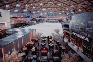 an overhead view of a hockey arena with a rink at Royal Park Apartments Resort by Sea N Rent in Eilat