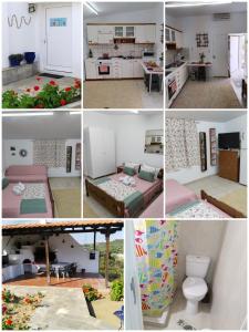 a collage of photos of a kitchen and a house at Mountain Top Eleochori Βουνοκορφή in Elaiokhórion