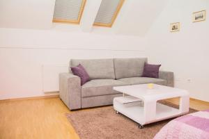 a living room with a couch and a table at MTM apartment in Bled