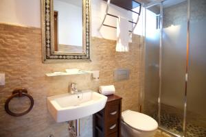 a bathroom with a sink and a toilet and a shower at Las Casas del Potro in Córdoba +24 photos