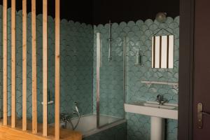 a bathroom with a shower and a sink at La Maison Plûme in Villequier +88 photos
