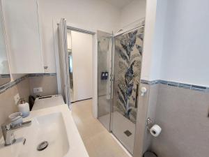 a bathroom with a shower and a sink at Blue Iris - Varese - Laghi Svizzera in Varese