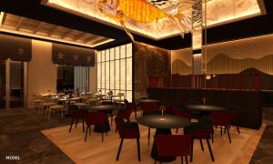 a restaurant with tables and chairs in a room at Riu Palace Mexico - Adults Only - All Inclusive in Playa del Carmen