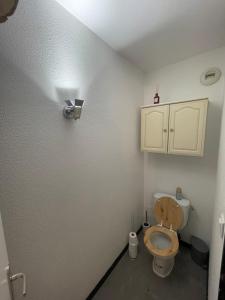 a bathroom with a toilet and a cabinet at Studio cosy proche bordeaux avec balcon in Villenave-dʼOrnon