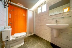 a bathroom with a toilet and a sink at 初見庭野 in Ch'ing-shui