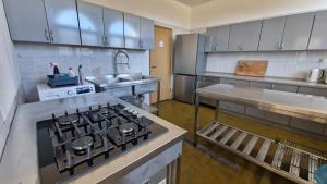 a kitchen with a stove and a sink at Apartment Licka Vodenica in Josipdol