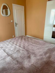 an empty room with a large bed in a room at Maison 2 chambres avec jardin et parking privatif in Saran