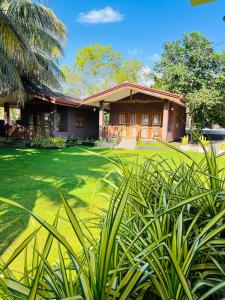 a house with a green yard in front of it at Yala Elephant Cottage in Tissamaharama