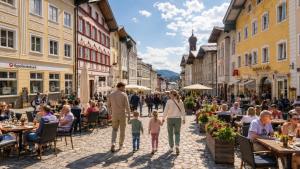 a group of people walking down a street at Scandinavian Alpine Lodge nahe Tegernsee - stilvoll & ruhig in Reichersbeuern