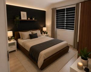 a bedroom with a large bed and a window at Vila city in Bijeljina