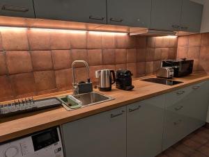 a kitchen with a sink and a counter top at Maison Bátori Tarczal in Tarcal +26 photos