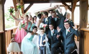 a bride and groom and their wedding party at The Inn at Dresden in Dresden