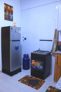 a kitchen with a stove and a refrigerator at Polea Hapa Ruaka in Nairobi +7 photos