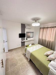 a bedroom with a bed and a television in it at Franco Residence in Santiago de los Caballeros