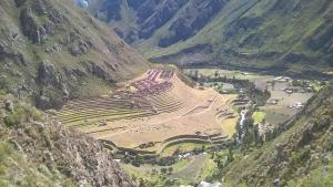 an ancient amphitheater on the side of a mountain at Paraiso Poroy in Cusco
