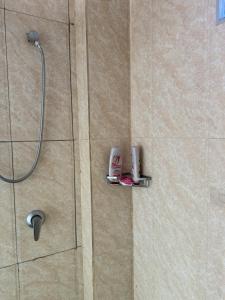 a bathroom with a shower with a sink and a shower at Trendy Edge Apartments in Nadi +8 photos