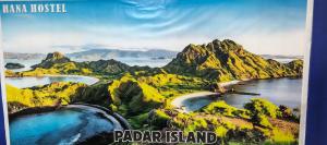 a poster for the island of ragnar is island at Hana hostel in Labuan Bajo