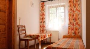1 dormitorio con 1 cama, 1 silla y 1 ventana en Pokoje Gościnne Arnika Górska, en Szklarska Poręba