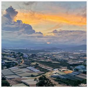 an aerial view of a city at sunset at Villa Aqua Da Lat in Da Lat