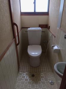 a small bathroom with a toilet and a sink at 黒潮の家 ドミトリー in Kuroshio