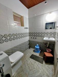 a bathroom with a toilet and a sink at New Hambala Homestay in Attigundi