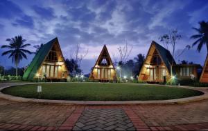 a rendering of a resort at night at Balkondes Saka Pitu in Kembanglimus