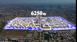 an aerial view of a large city at Ichan Kala Silk Road Guest House in Khiva