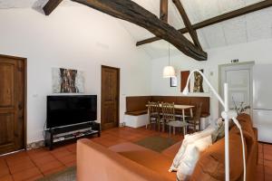a living room with a couch and a television at Eira Country House in Ponte de Lima