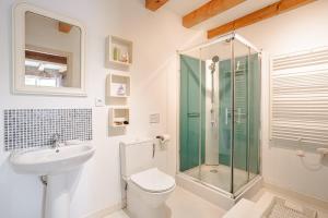 a bathroom with a shower and a toilet and a sink at Ambre à la Rochelle in Vergné +19 photos