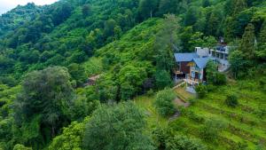 an aerial view of a house on a hill at Iliaseuli's Cottage in K'vemo Jocho