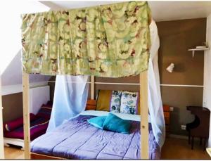 a bunk bed with a canopy in a bedroom at Jetset Parisian Holiday Home in Cesson