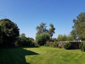 a yard with green grass and trees on a clear day at Ferienwohnung Mohnblume in Gerswalde