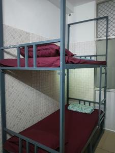 a couple of bunk beds in a room at Vrindavan Bunk Hostel by Shiva - 5min Walk from Prem Mandir in Vrindāvan
