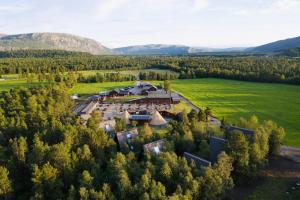 an aerial view of a resort in the mountains at Holmen Husky Lodge in Alta