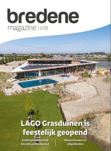 a magazine cover of a large building with a pool at Chalet Sonnenschein in Bredene