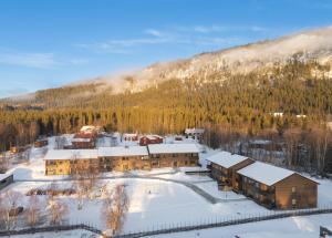 an aerial view of a building in the snow at Nyhem - Funäsdalen in Funäsdalen