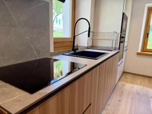 a kitchen with a sink and a counter top at Alpine Grace in Falcade