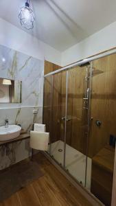 a bathroom with a shower and a sink at Masseria della Fontana Vecchia in San Cipriano Picentino
