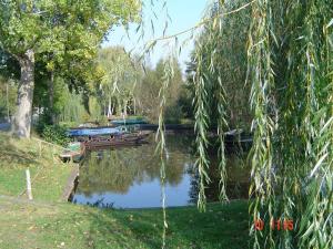 a view of a river with boats on it at Ferienwohnung Spreewald pur in Stennewitz +14 photos